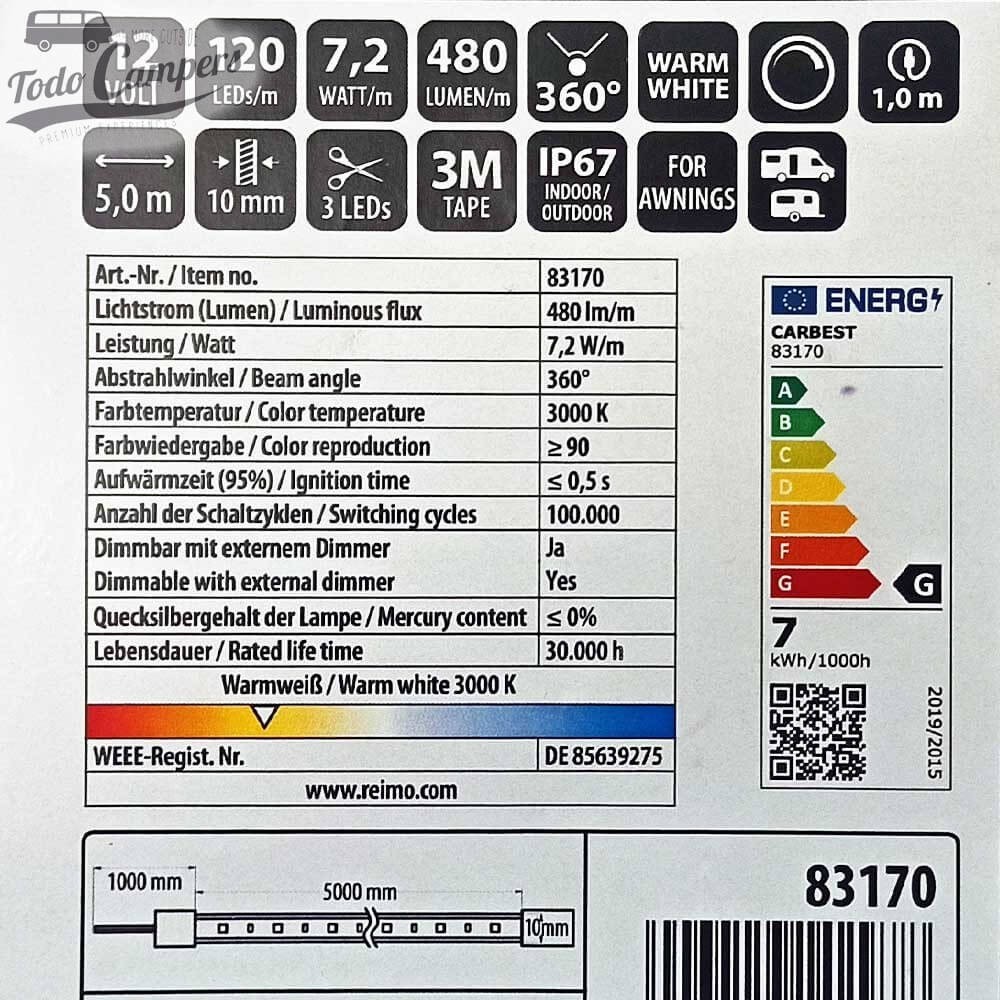 características técnicas de la tira led 83170