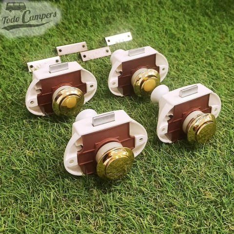 OUTLET: Juego de 4 Cierres de pulsador doble para puertas y cajones de 15mm - Oro