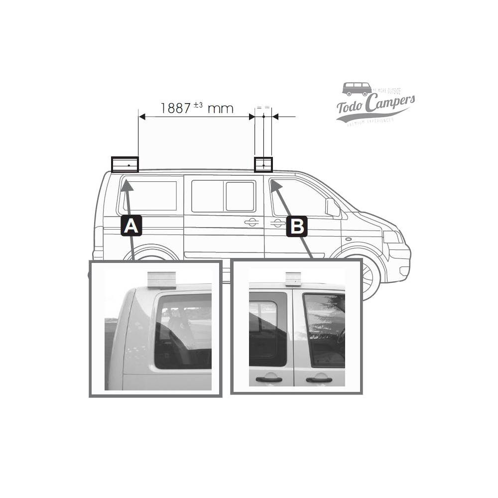 Anchura de techo de F35 Pro para Volkswagen T5, T6 y T6.1 desde 2003
