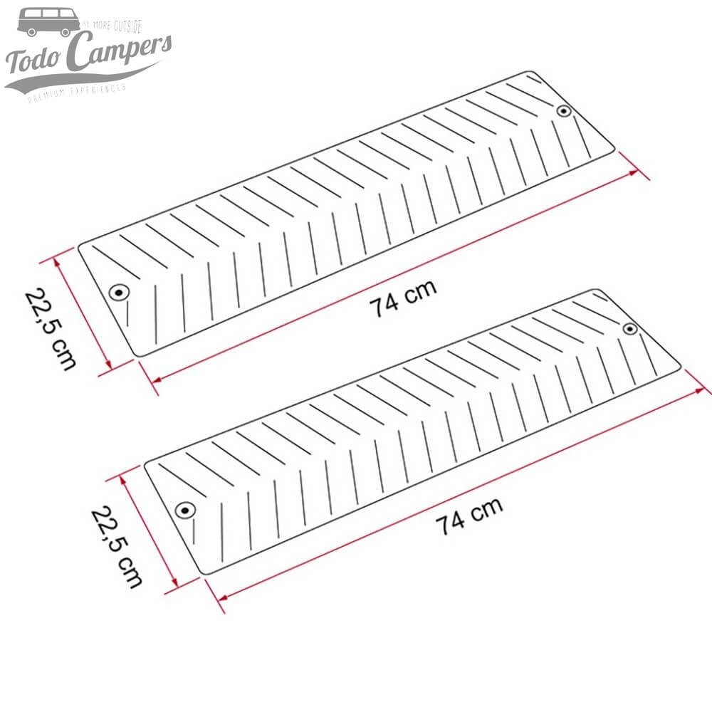 Medidas de las Kit de 2 placas antideslizamiento Fiamma Grip System