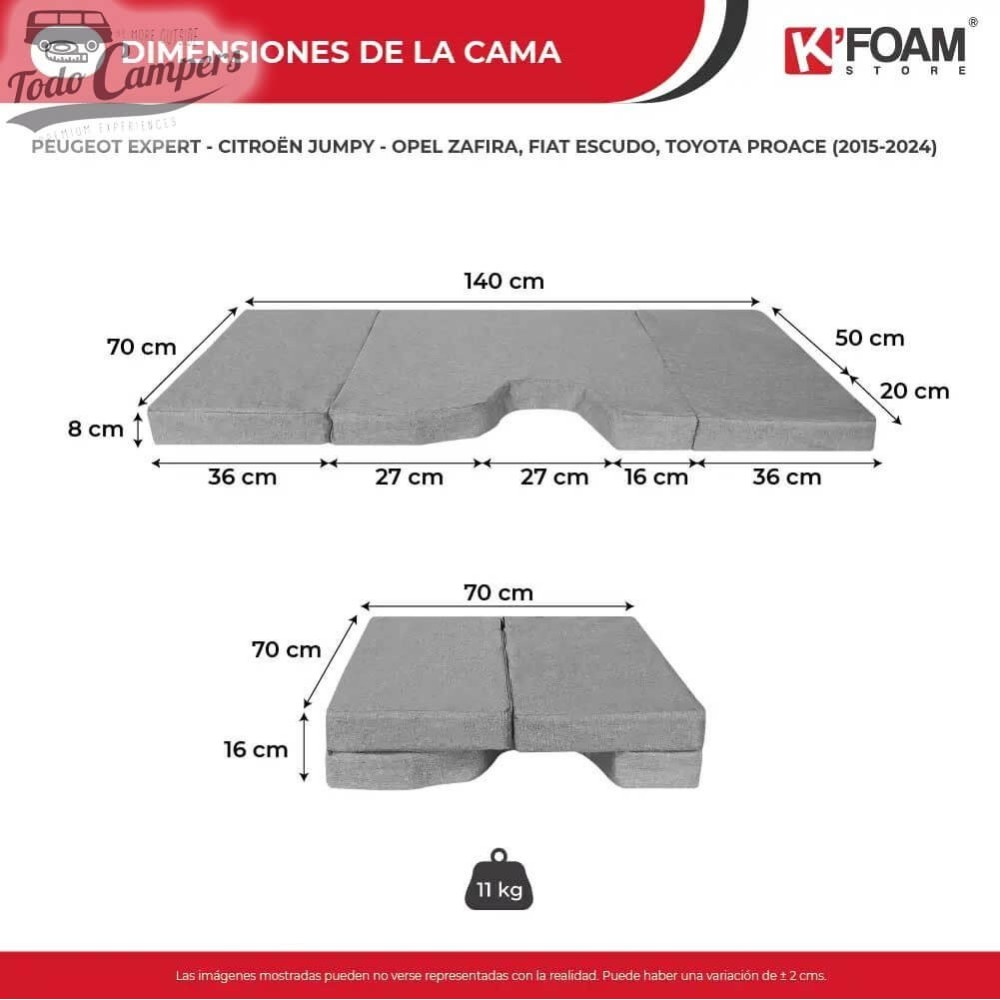 Medidas de la cama plegable de K0