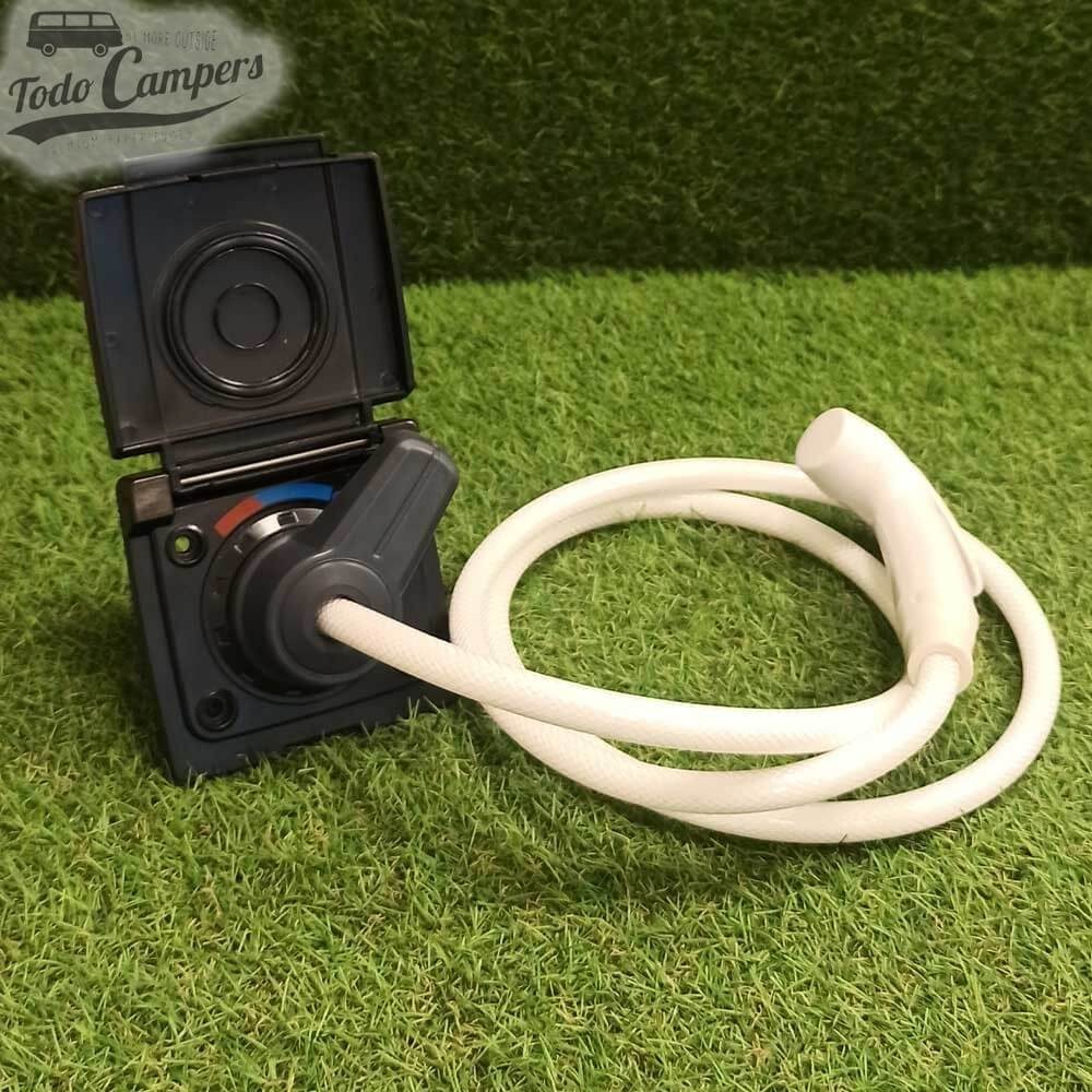 Toma de ducha exterior empotrable con tapa y ducha para agua fría y caliente sistema John Guest - Negro