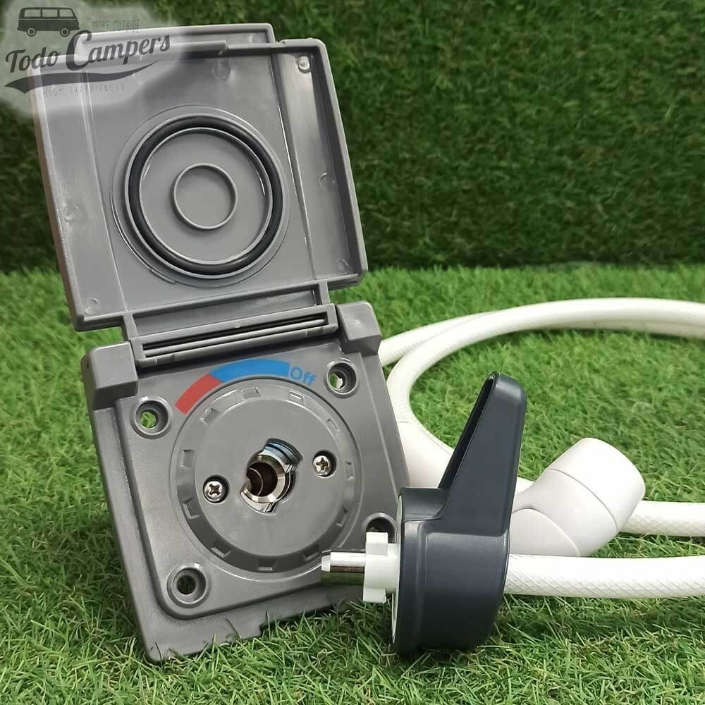 Tomada de duche exterior de ligação rápida a mangueira