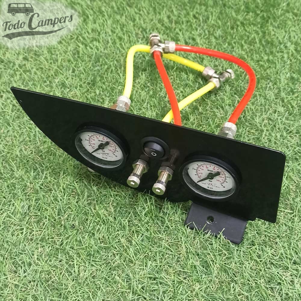 Consola com manómetro duplo para insuflar os foles da suspensão Firestone