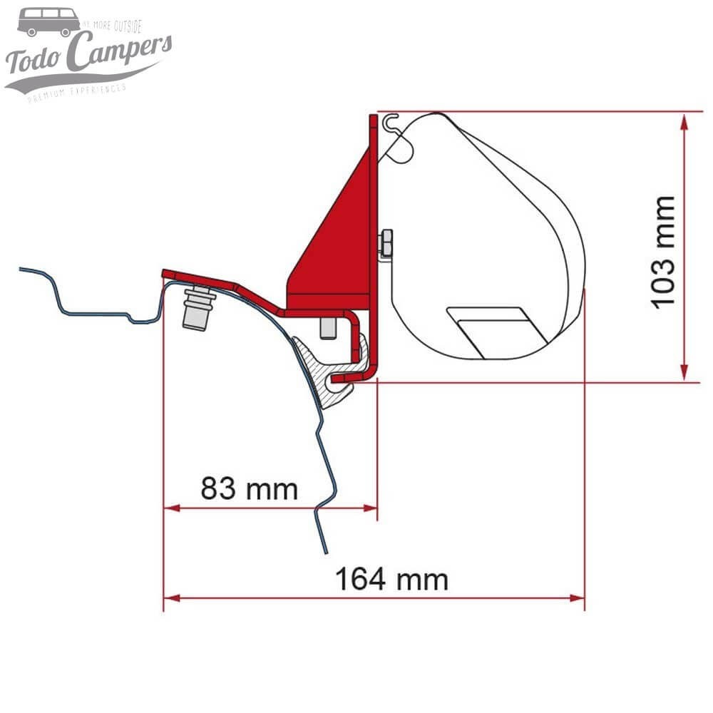 Suporte para toldo Fiamma F35 Pro - T5, T6 e T6.1 desde 2003 com Multirail Reimo