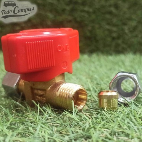 Llave de paso ermeto para tubo de gas 8 mm - 1 vía