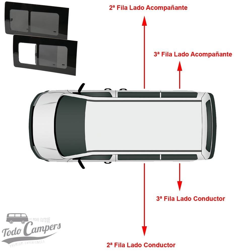 Qual é a janela de correr de 2ª fila condutor?