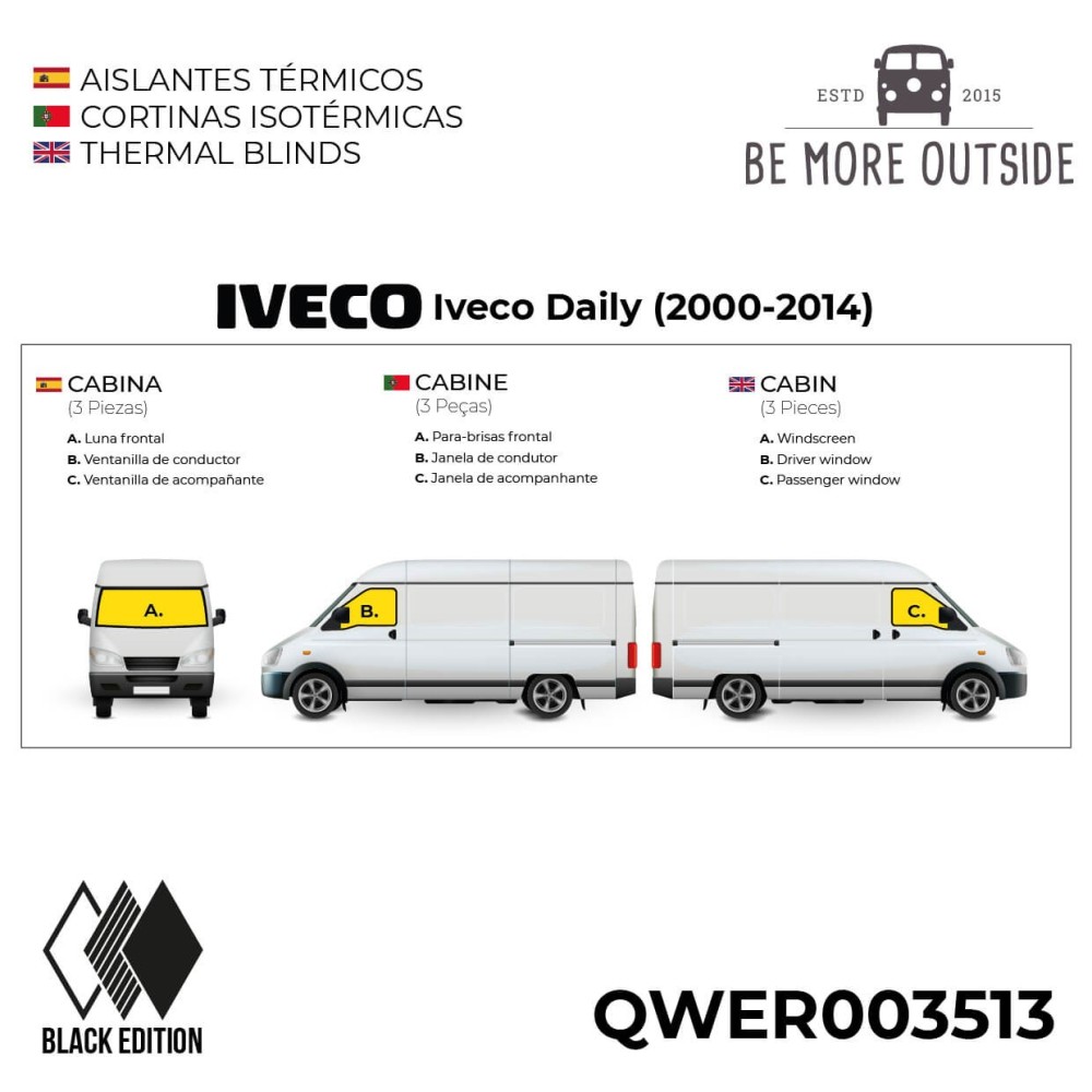 Cortinas Isotérmicas 3 peças para cabine Iveco Daily 2000-2014
