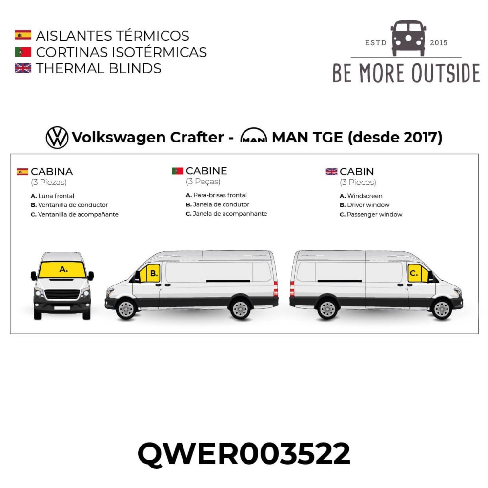 3 piezas BLACK EDITION para cabina de VW Crafter y MAN desde 2017