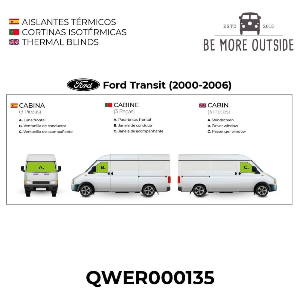 Protetores térmicos Isoflex 9 camadas para a cabine de Ford Transit de 2000-2006