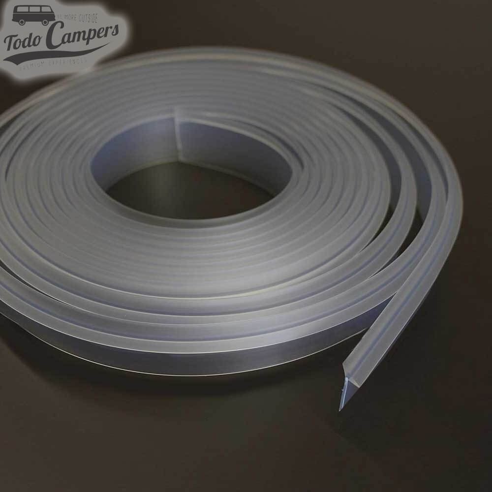 Rollo de 50 metros de perfil tapajuntas transparente