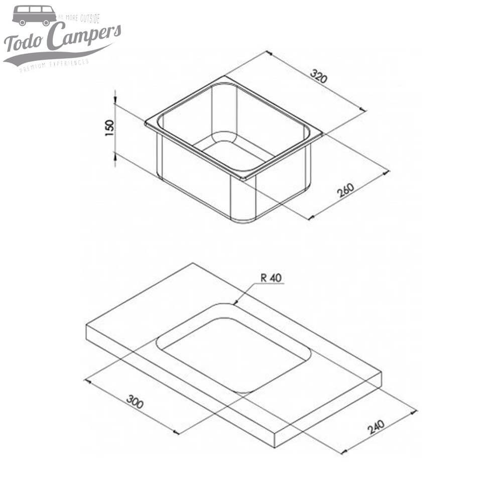 MEDIDAS del fregadero CAN LA1400