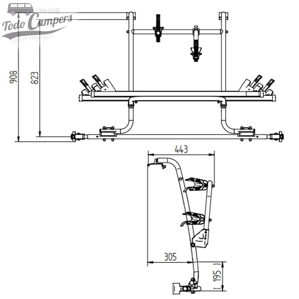 medidas del portabicicletas EuroCarry para 2 bicis