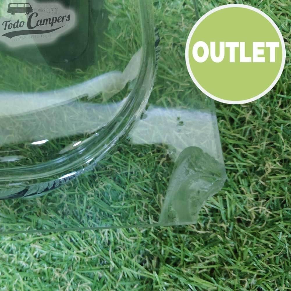 Vidro com a esquina inferior direita partida