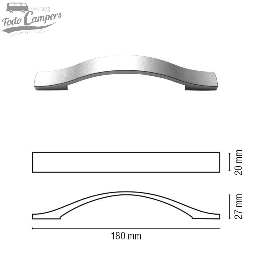 Medidas do Puxador de ABS para armários e gavetas cor Cromado - 180 mm