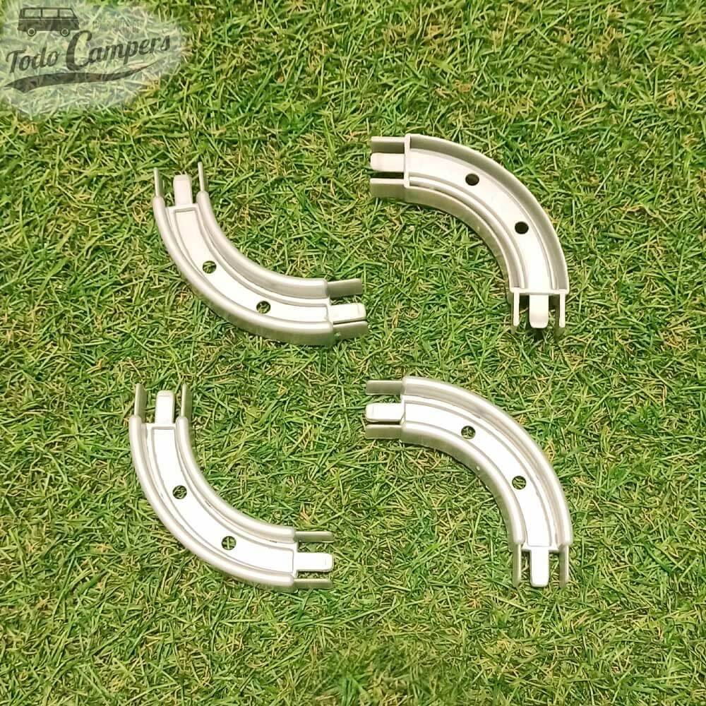 4 guías curvas de 90 grados para atornillar.