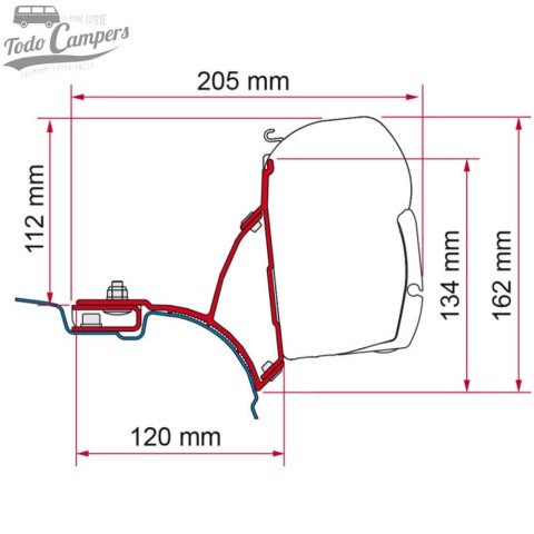 Medidas Soporte para toldo Fiamma F45s para Volkswagen T5 y T6