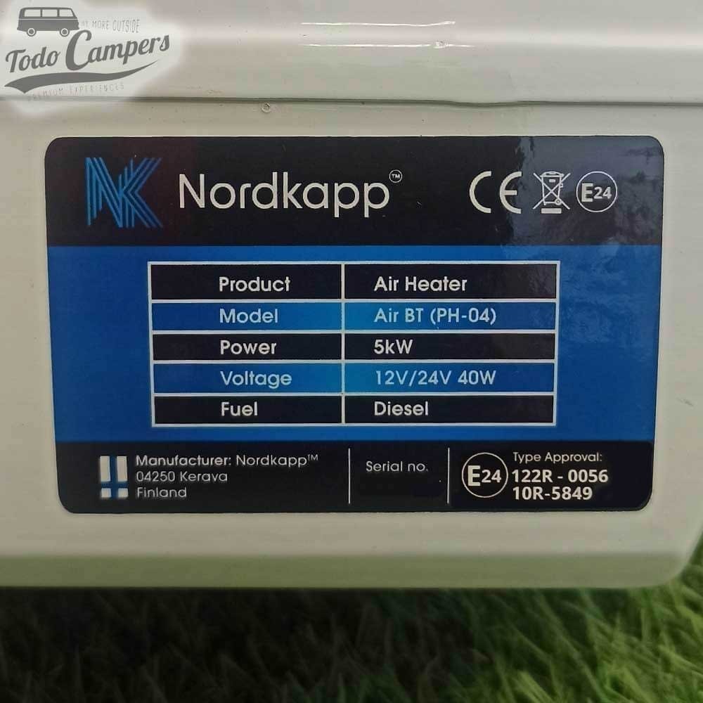 características técnicas Aquecimento estacionário Nordkapp com Bluetooth de 5 kW