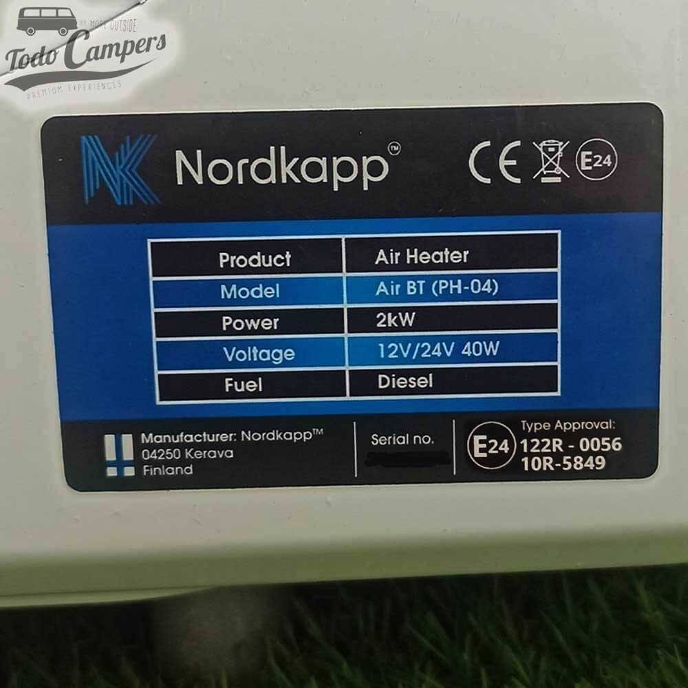 características técnicas do Aquecimento estacionário Nordkapp Air com Bluetooth de 2Kw