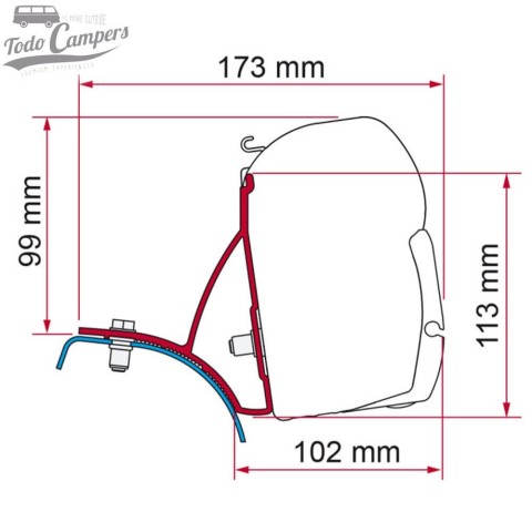 Medidas soporte Toldo Fiamma F45s Trafic Vivaro Primastar 2002-2014