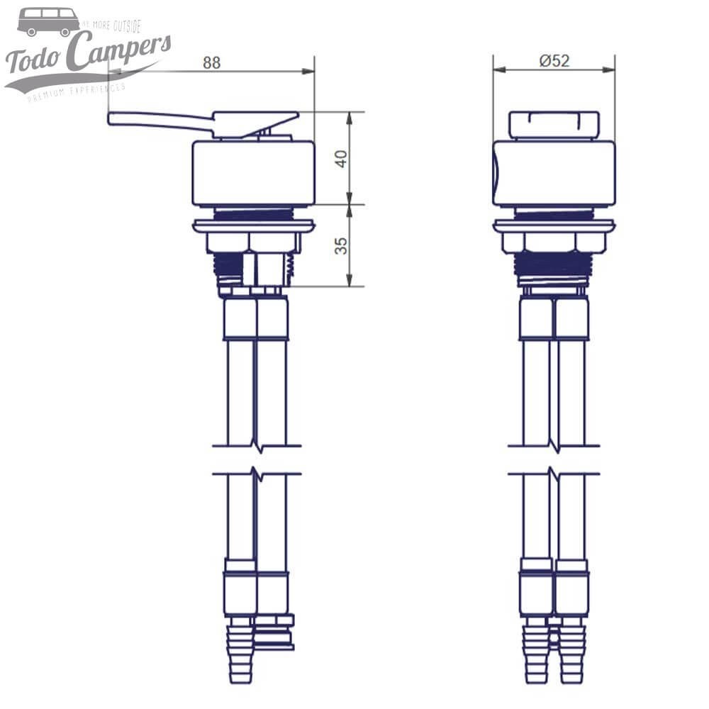 Medidas da Torneira misturadora encastrada Comet Florenz Kompact - Cromado