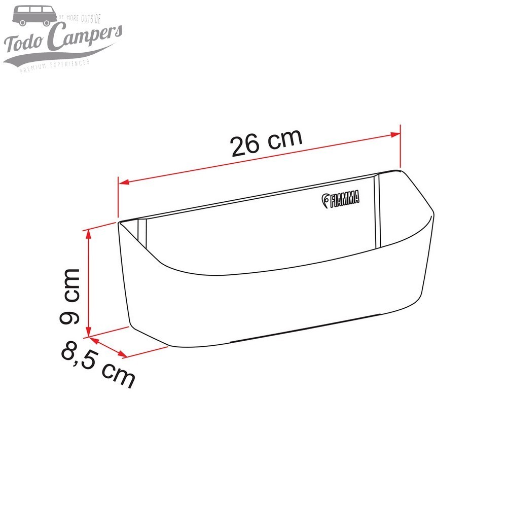 Medidas da Prateleira Porta-objetos Fiamma Pocket Plus M