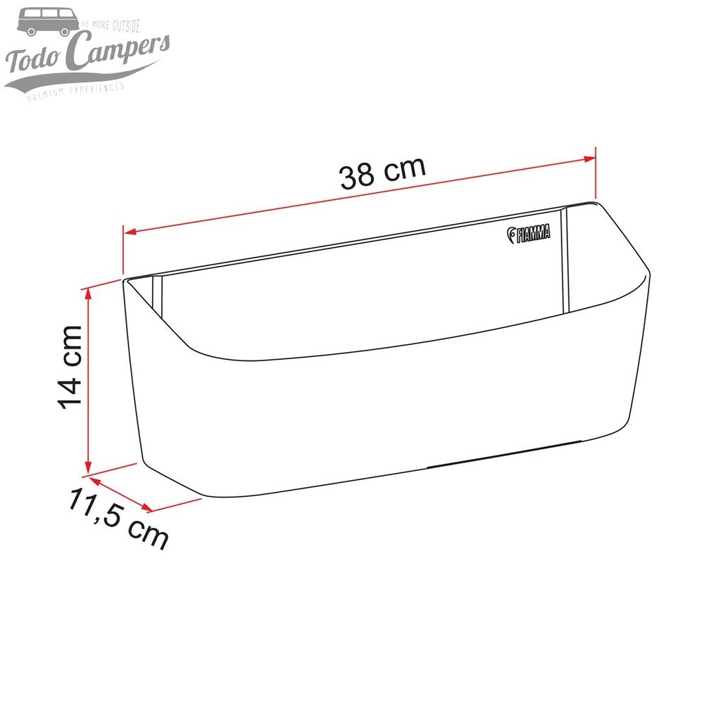 Medidas da Prateleira Porta-objetos Fiamma Pocket Plus L