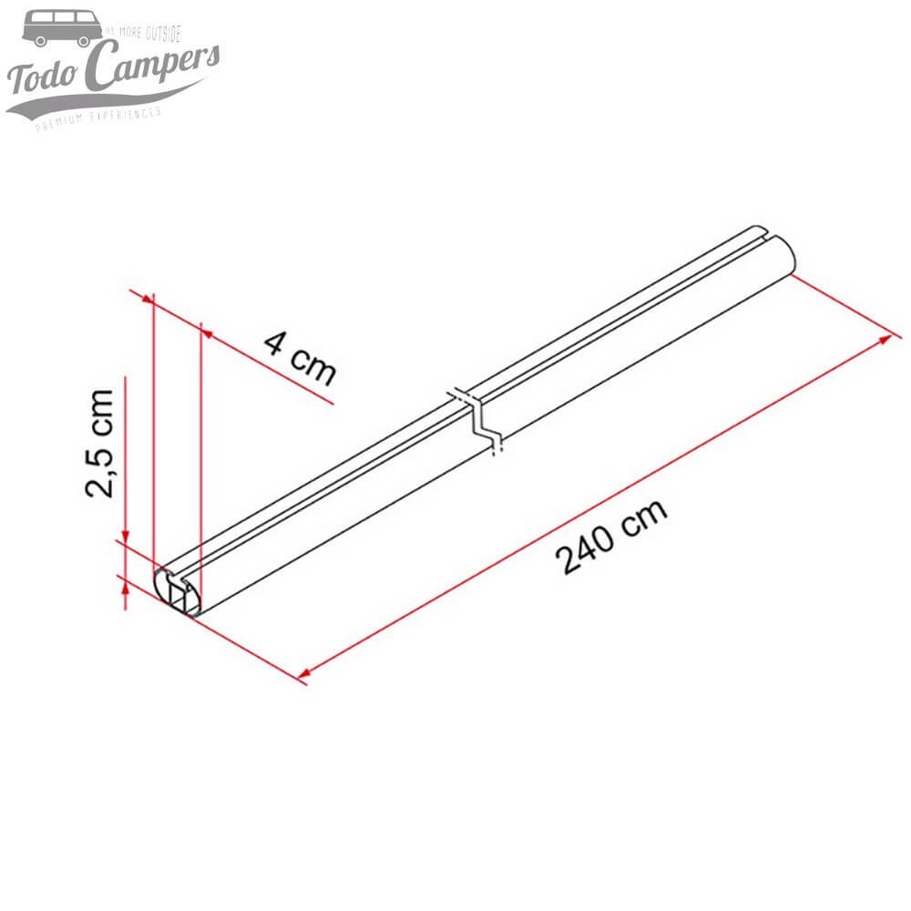 Medida da barra de tejadilho transversls Fiamma Fixing Bar Pro L para caravanas e autocaravanas