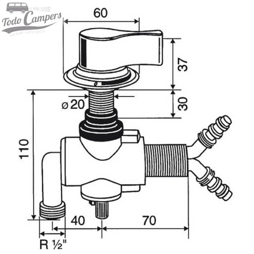 medidas da torneira misturadora RK Reich