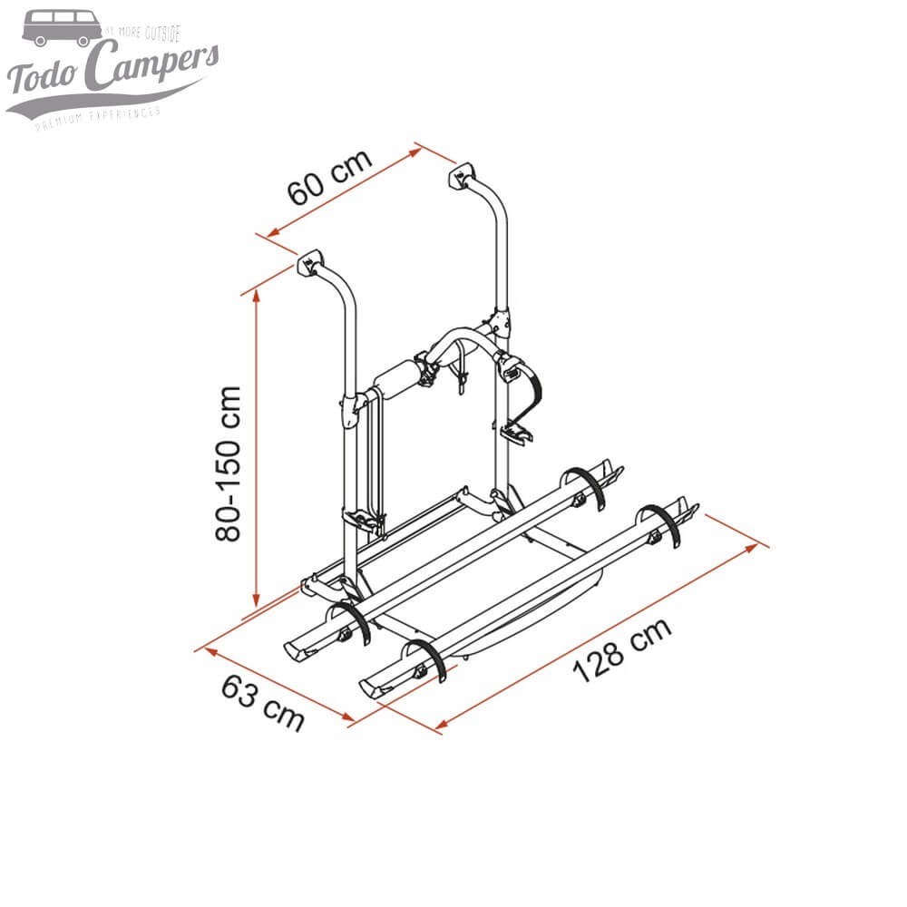 Medidas del Portabicicletas Fiamma Carry Bike UL para Autocaravanas - 2 BICIS