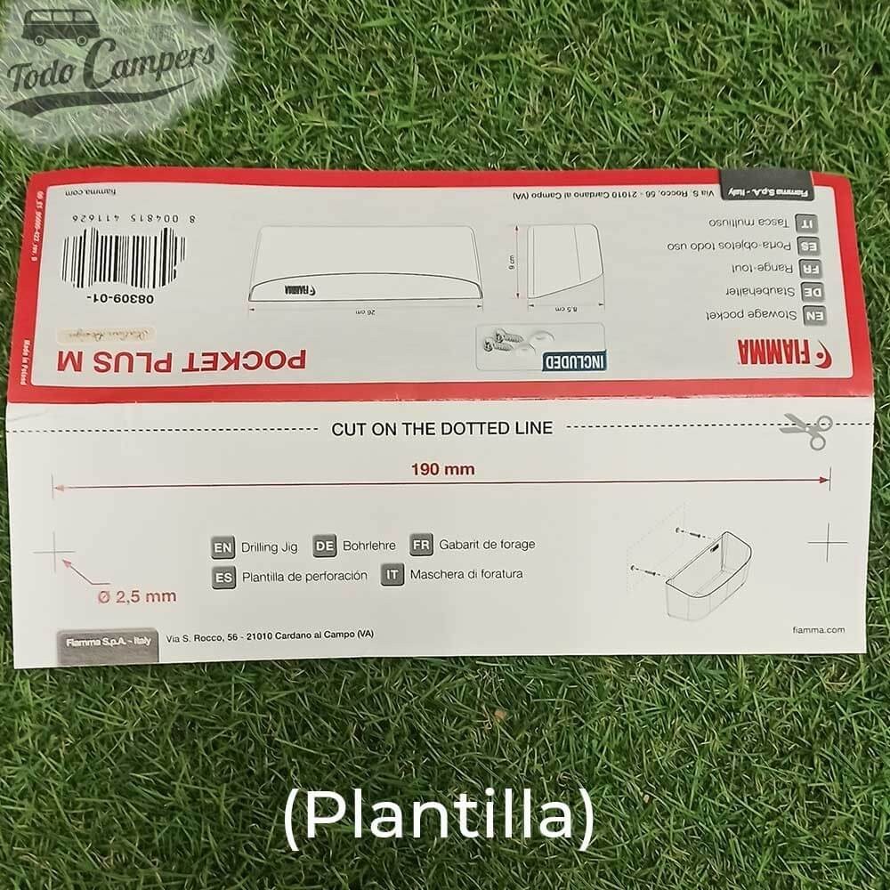 plantilla de instalación de la Repisa portaobjetos Fiamma Pocket Plus M