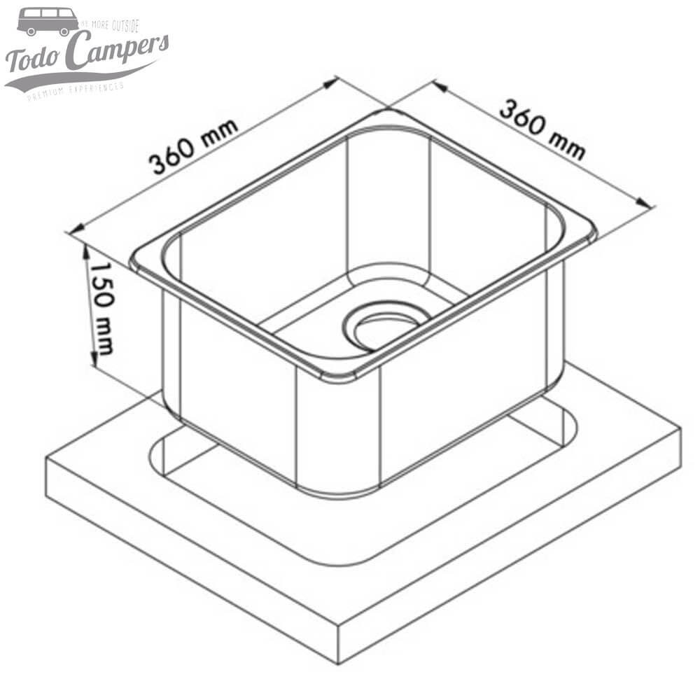 Medidas del fregadero cuadrado Carbest