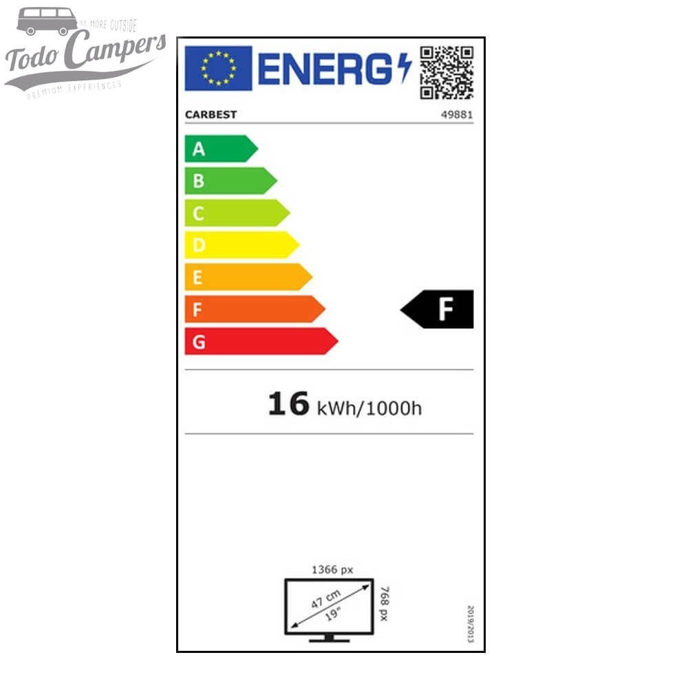 Etiqueta energética Smart TV a 12V Carbest HD Ready - 18,5 polegadas