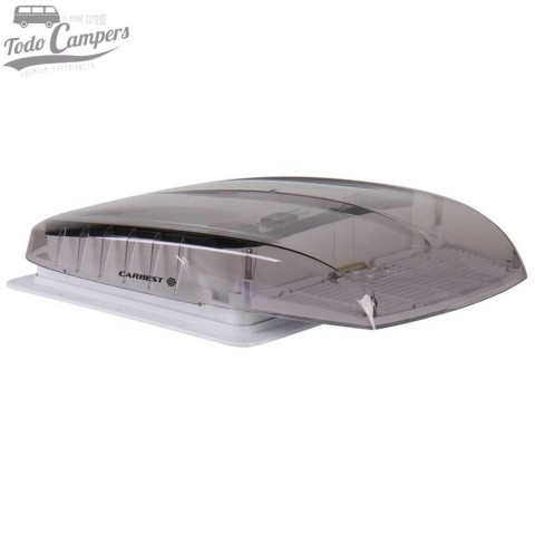 Sistema de ventilación para techos de vehículos con cubierta exterior translúcida ahumado.