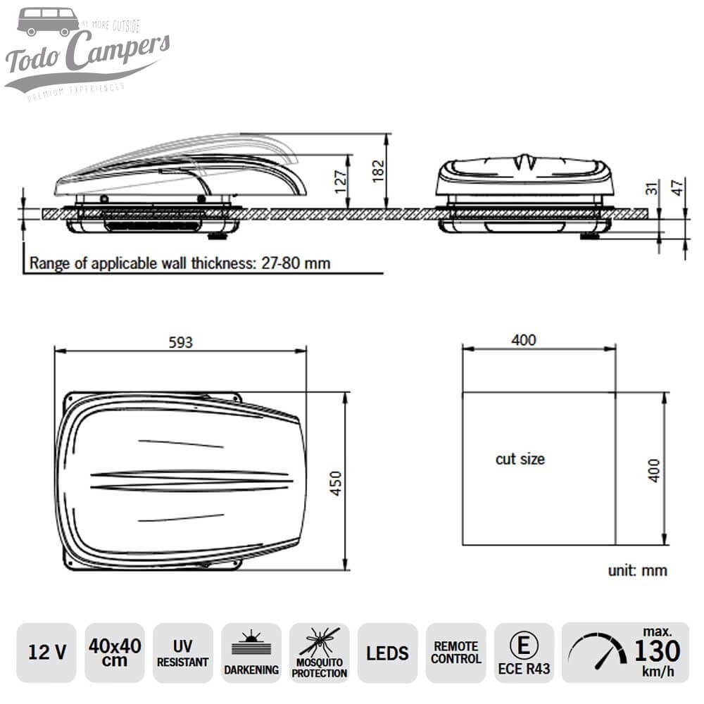 medidas del VanVent de 40x40