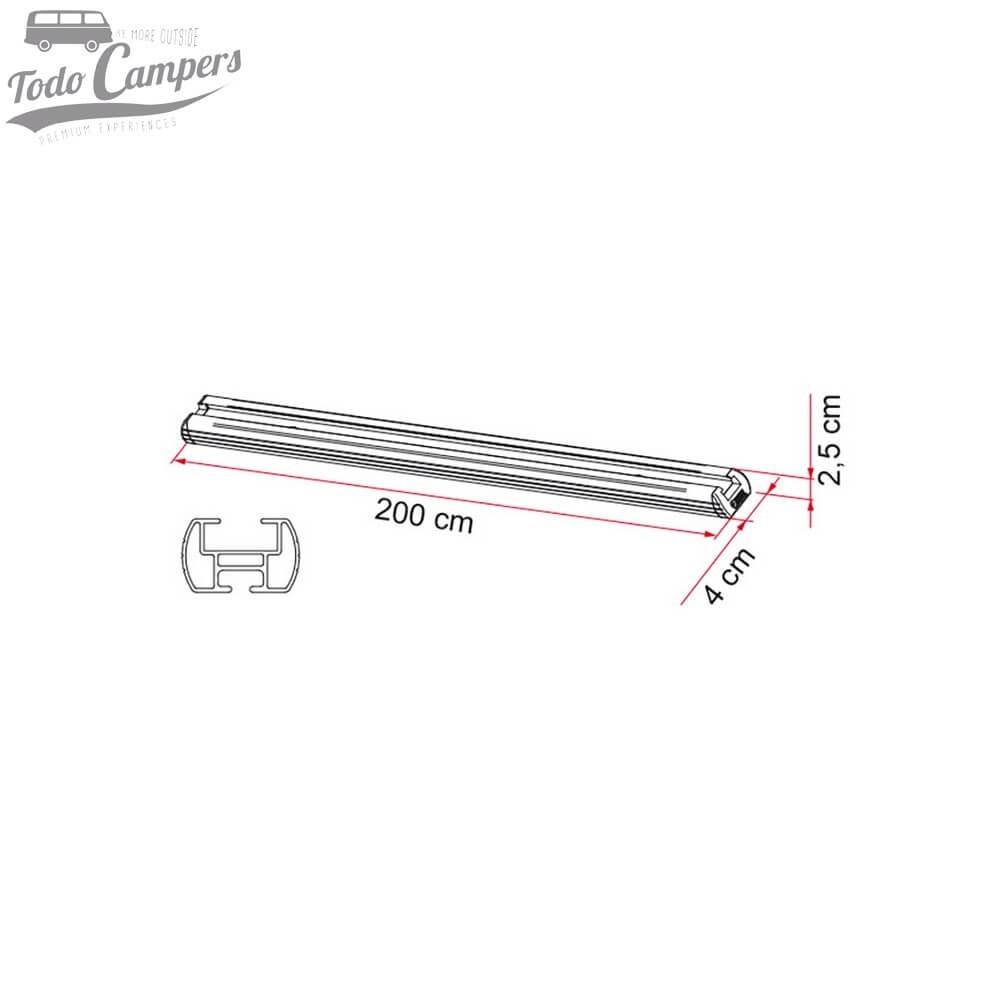 Medidas do Sistema de fixação para garagens de autocaravanas Fiamma Garage Bars