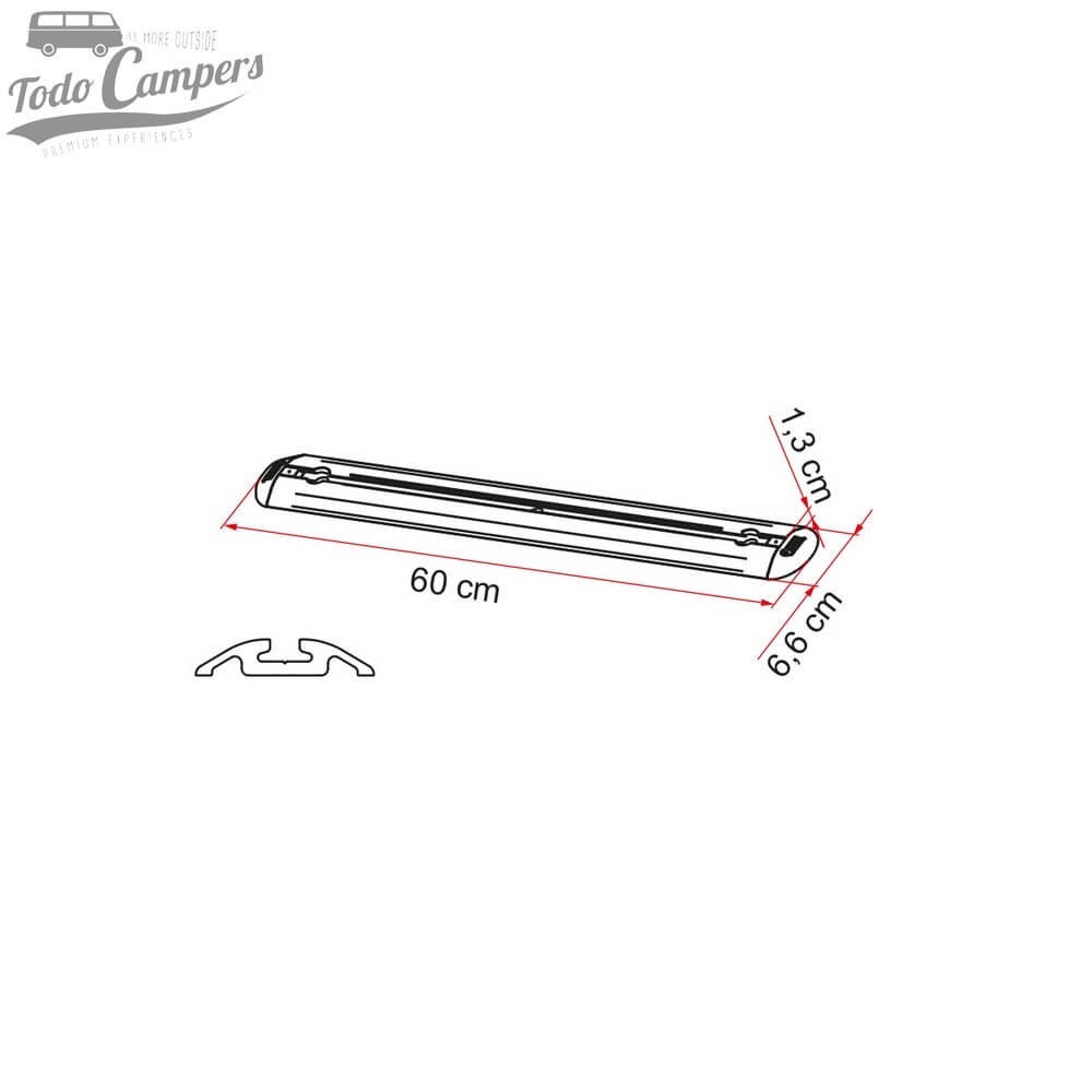 Medidas del Sistema de sujección para garajes de autocaravanas Fiamma Garage Bars Premium 60
