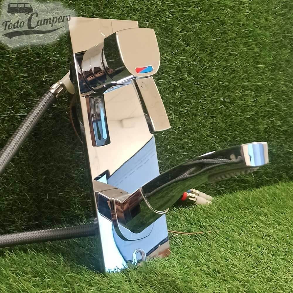 Grifo mezclador monomando encastrable en pared Comet Capri con ducha extraíble - Vertical