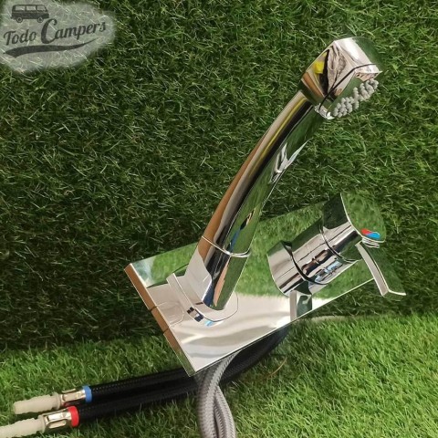 Grifo mezclador monomando encastrable en pared Comet Capri con ducha extraíble - Horizontal