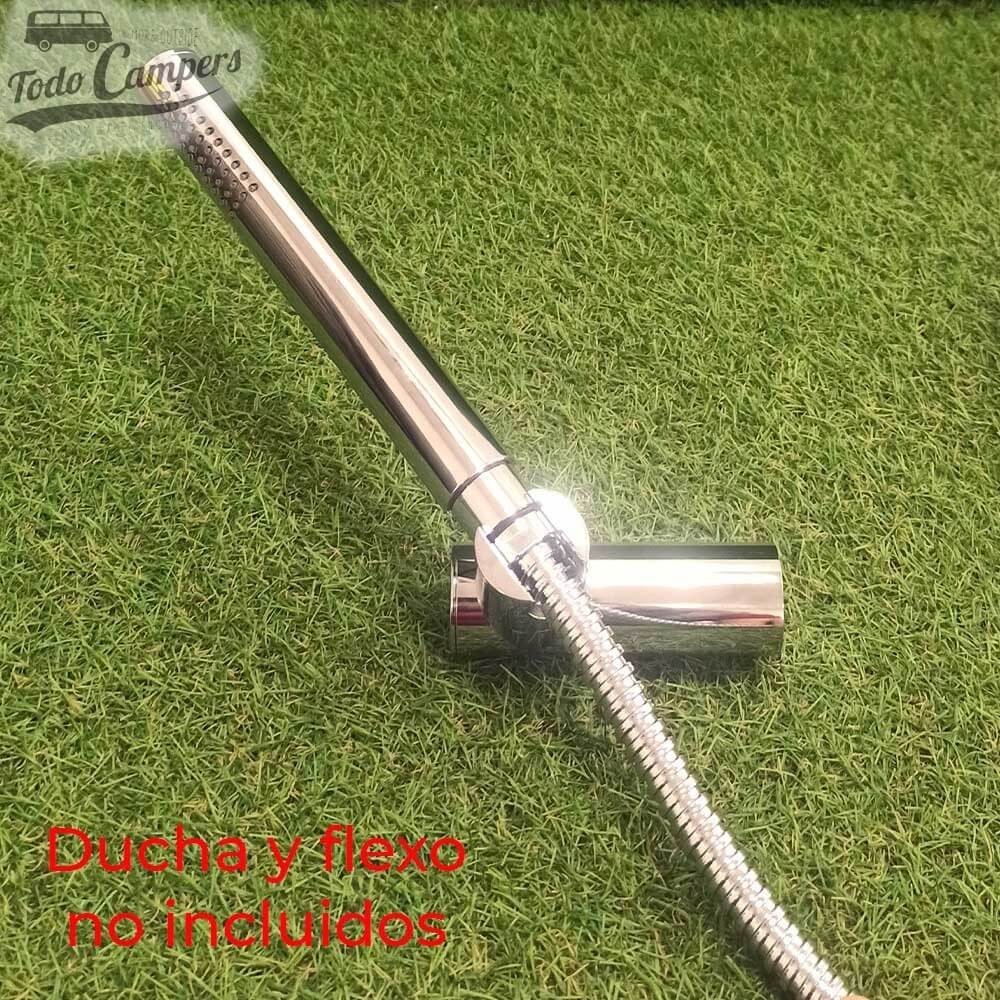 Soporte de ducha compatible con latiguillos con rosca de 1/2".