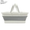 Cesta plegable de silicona blanco y gris con asas articuladas