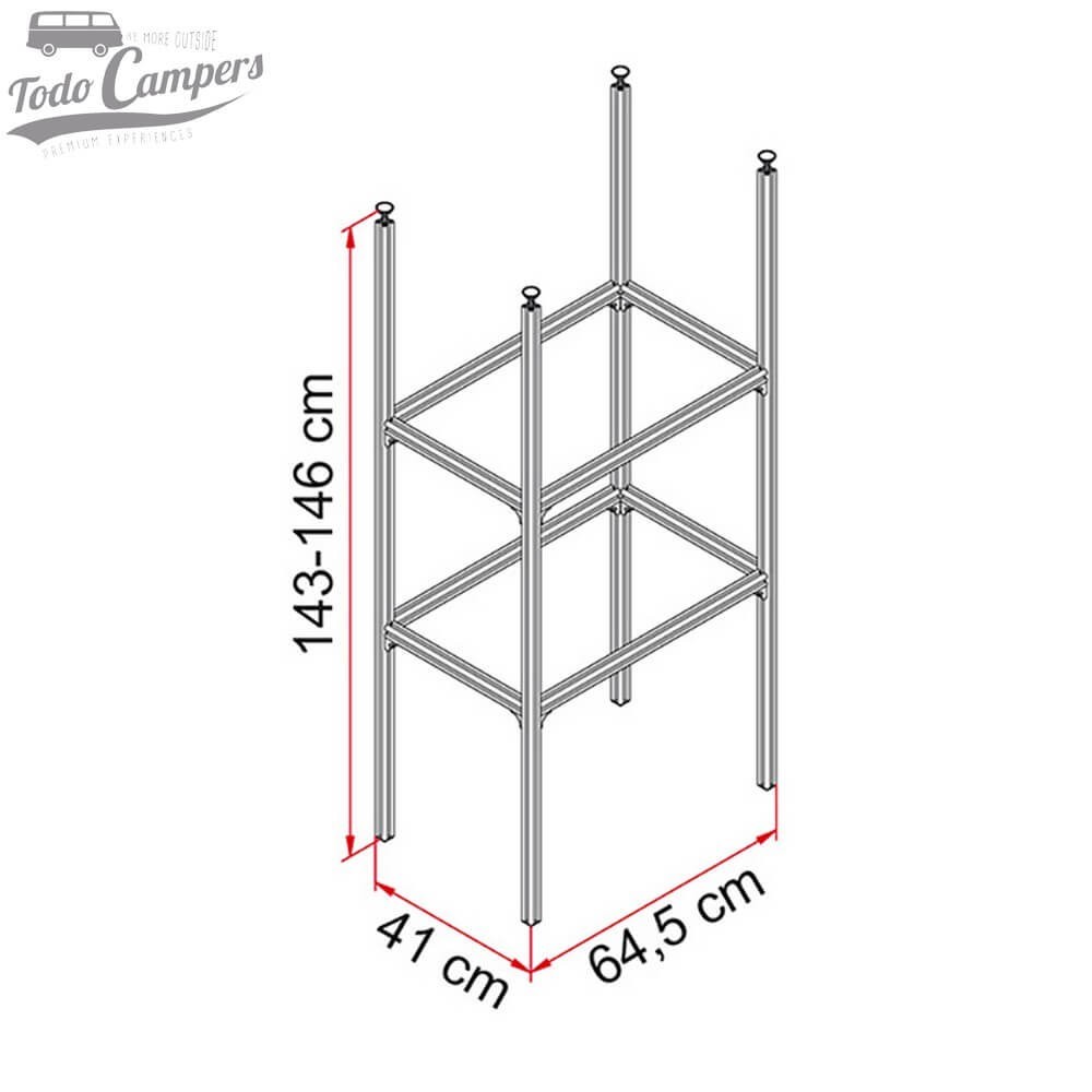 Medidas da Estante para garagens de autocaravanas Fiamma Garage System Standard