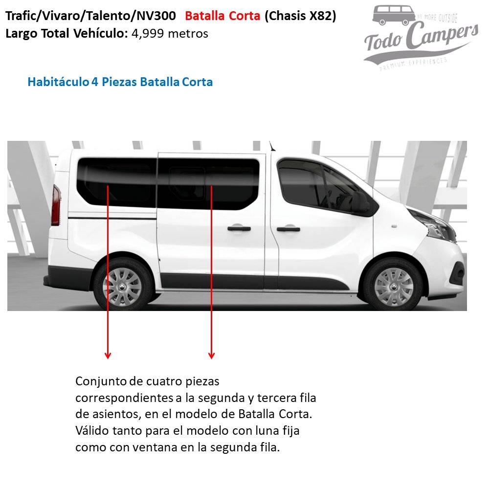 habitaculo 4 piezas batalla corta oscurecedores termicos trafic vivaro nv 300 2015