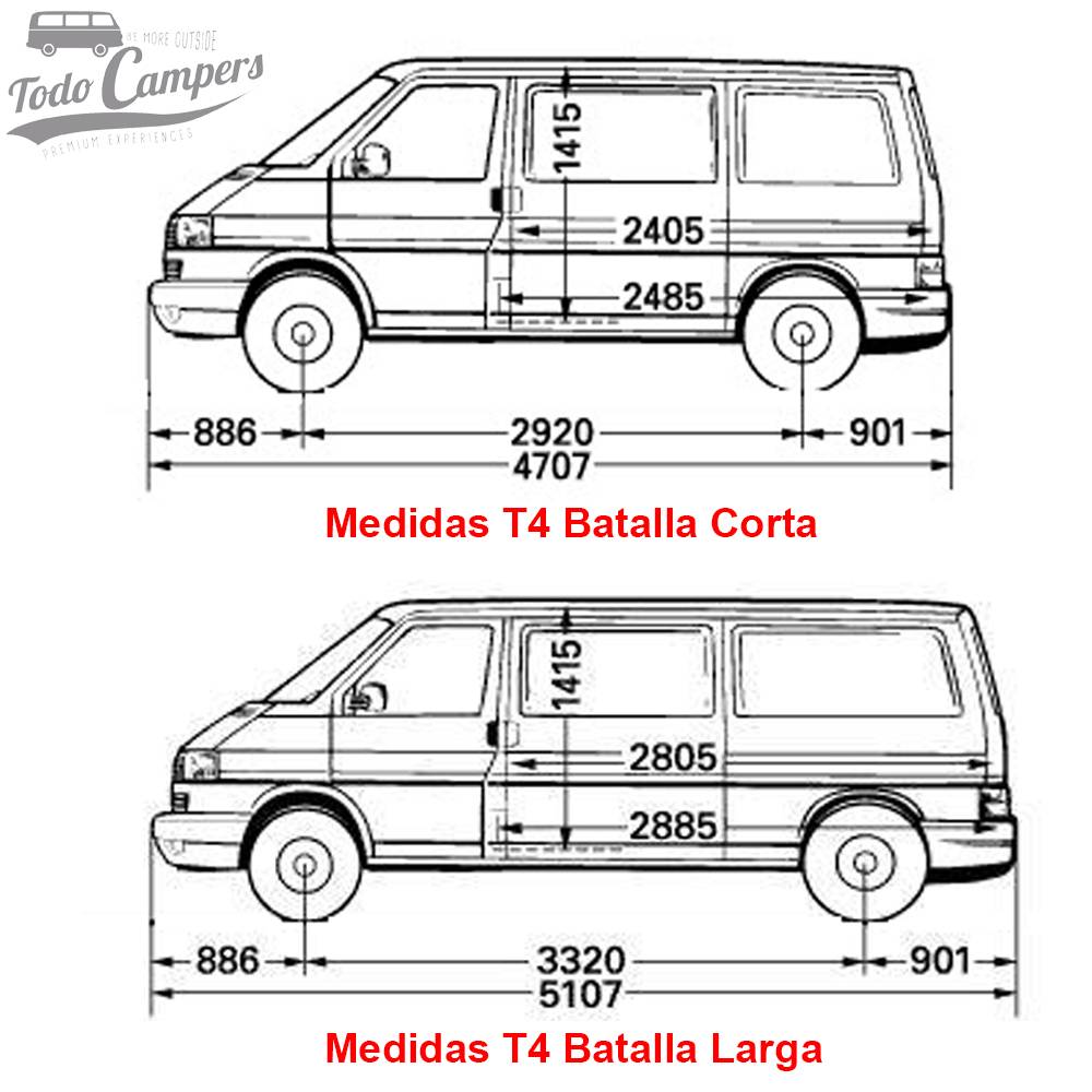 medidas batalla corta y larga aislante termico para furgonetas t4