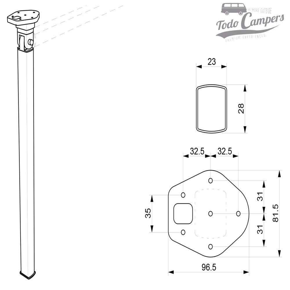 Pé dobrável para mesa rebatível