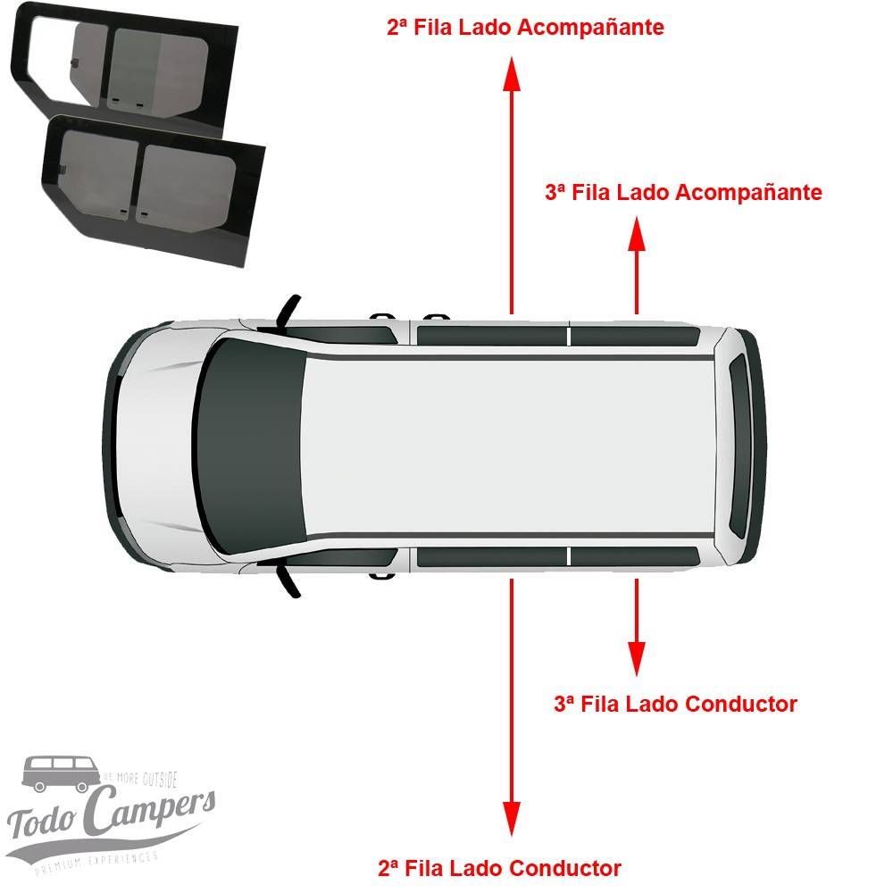 Lugares disponibles para colocar Ventanas Correderas para Trafic, Vivaro, Talento y NV300 desde 2015