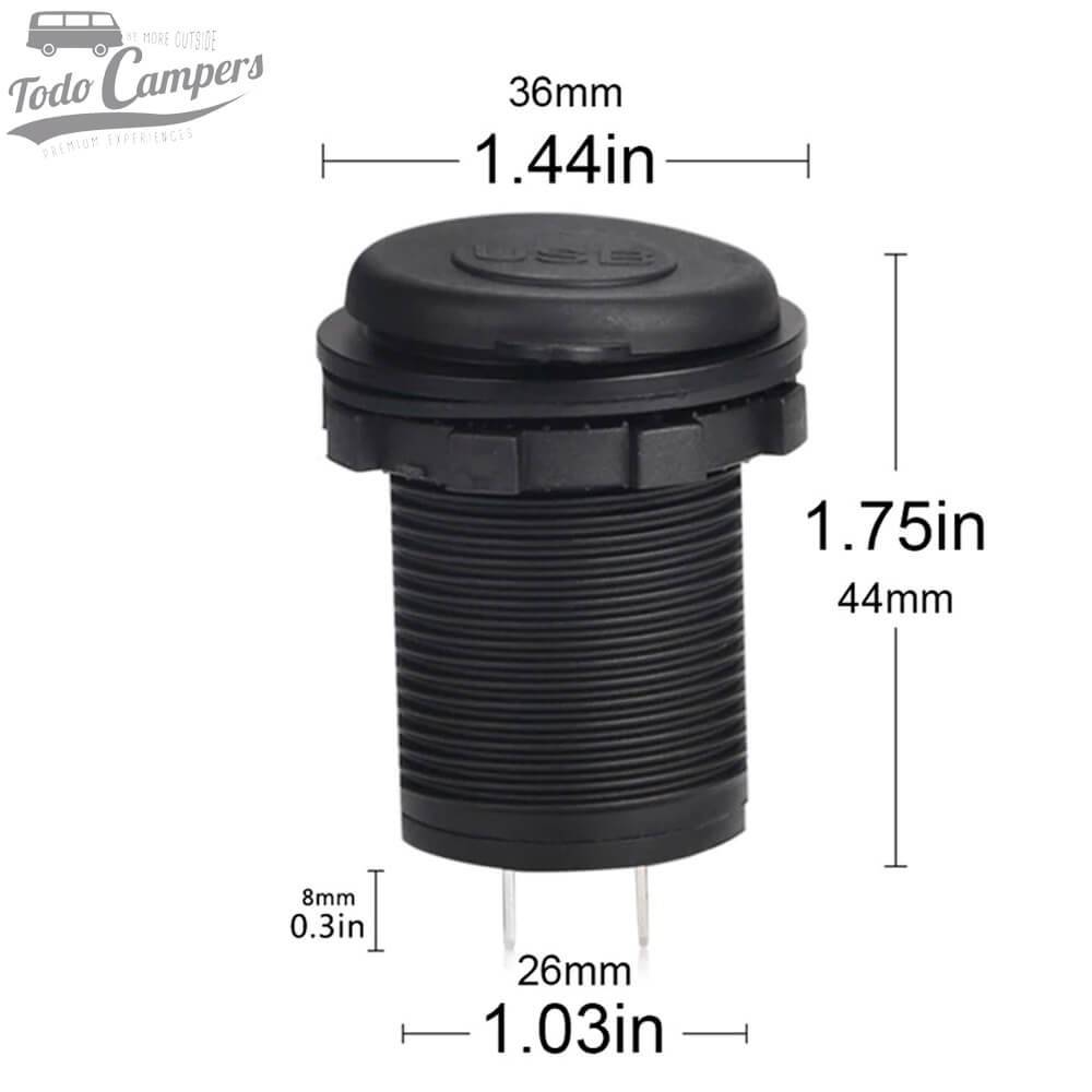 Medidas Puerto USB doble  Serie TC