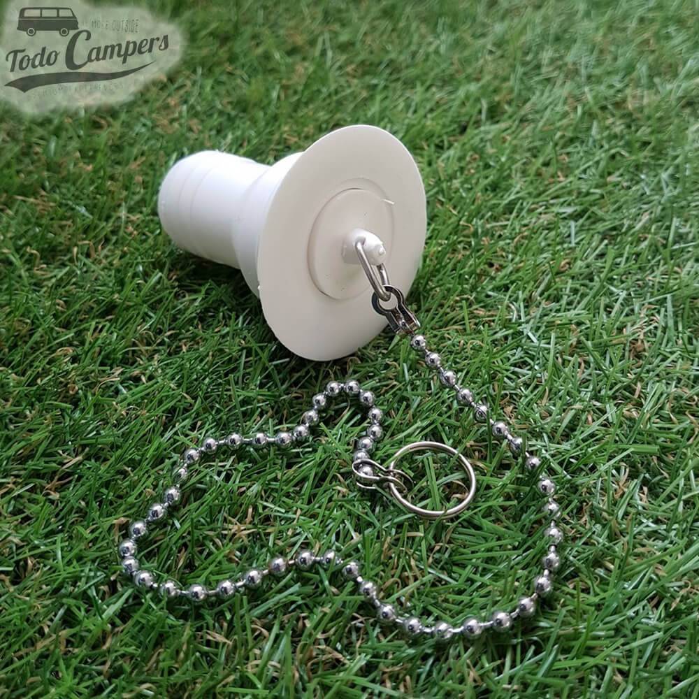 Desagüe recto  Salida 25 mm, Tipo B  con tapón de agua puesto y cadena