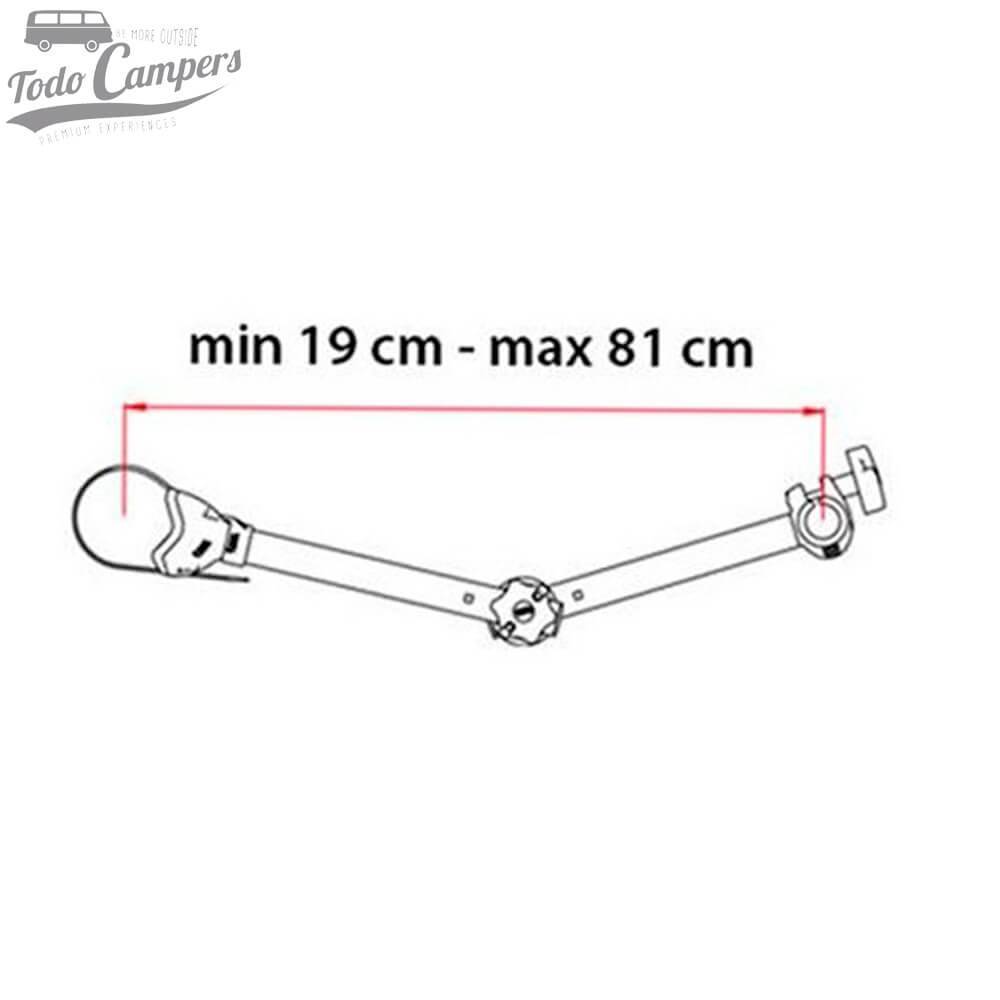 Medidas del brazo Bike Block Pro S D3 - Fiamma. Portabicicletas para furgonetas, autocaravanas o caravanas