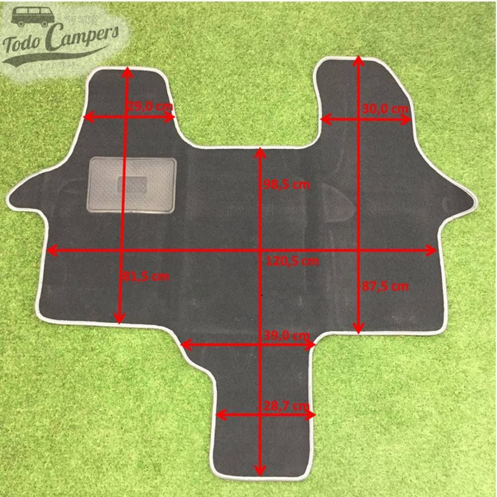 Medidas de alfombrilla para Volkswagen T5, T6 y T6.1 - Cabina